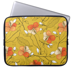 Tropical seamless flower and leaves pattern laptop sleeve