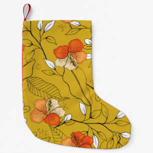 Tropical seamless flower and leaves pattern small christmas stocking