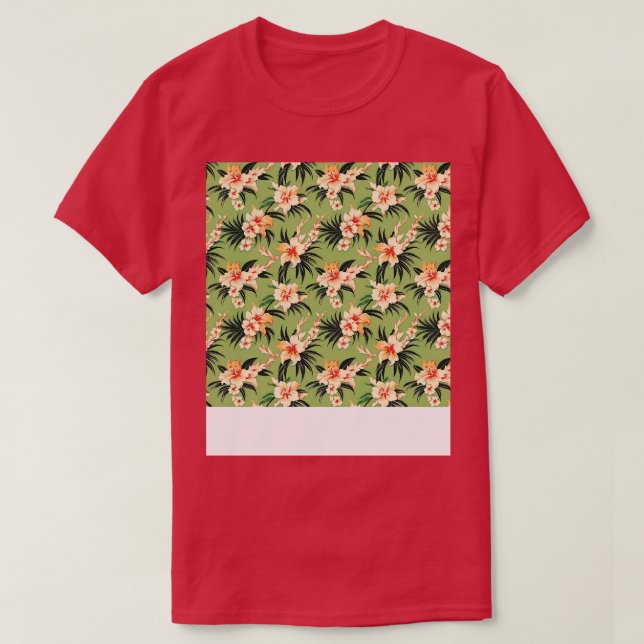 Tropical Seamless Pattern Hawaiian Hibiscus Monste T-Shirt (Design Front)