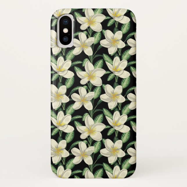 Tropical seamless pattern white flowers green leaf Case-Mate iPhone case (Back)