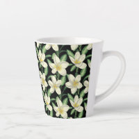 Tropical seamless pattern white flowers green leaf