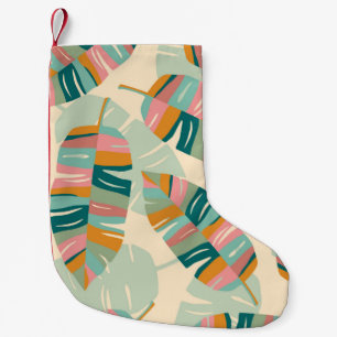 Tropical seamless pattern with abstract leaves. Mo Small Christmas Stocking