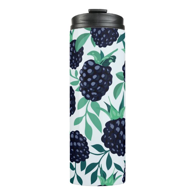 Tropical seamless pattern with blackberry thermal tumbler (Front)