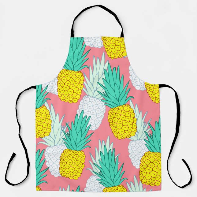 Tropical seamless pattern with exotic pineapples.  apron (Front)