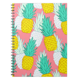 Tropical seamless pattern with exotic pineapples. notebook