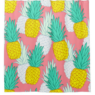 Tropical seamless pattern with exotic pineapples. shower curtain