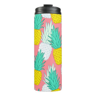 Tropical seamless pattern with exotic pineapples. thermal tumbler
