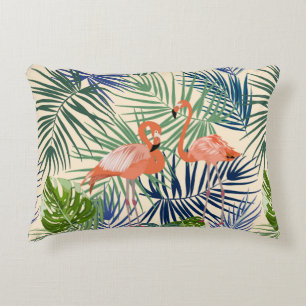 Tropical seamless pattern with flamingo. Botany de Decorative Cushion