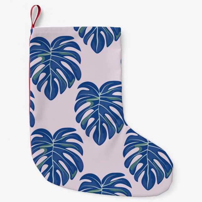 Tropical seamless pattern with leaves. Beautiful t Small Christmas Stocking (Front)