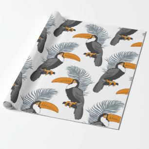 Tropical seamless pattern with toucans and leafs.  wrapping paper