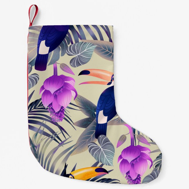 Tropical seamless pattern with toucans, monster, p small christmas stocking (Front)