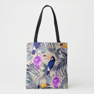 Tropical seamless pattern with toucans, monster, p tote bag