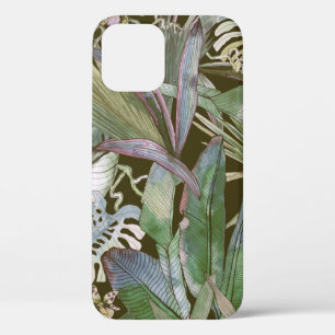 Tropical seamless pattern with tropical flowers, b iPhone 12 case