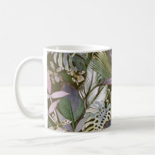 Tropical seamless pattern with tropical flowers, b coffee mug