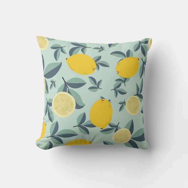 Tropical seamless pattern with yellow lemons cushion (Front)