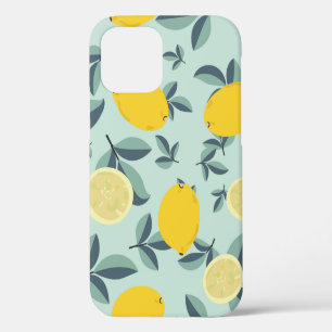 Tropical seamless pattern with yellow lemons iPhone 12 case