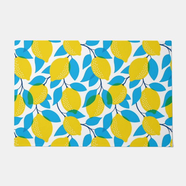 Tropical Seamless With Yellow Lemons Doormat (Front)