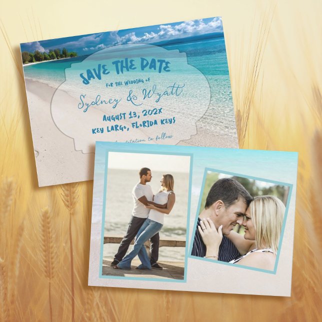 Tropical Seas Two Photo Save the Date Cards (Creator Uploaded)