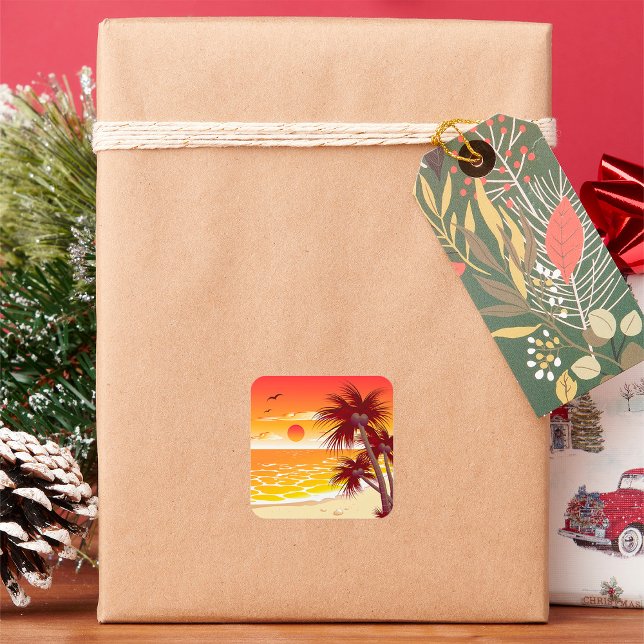 Tropical Seascape Beach Classic Round Sticker (Creator Uploaded)