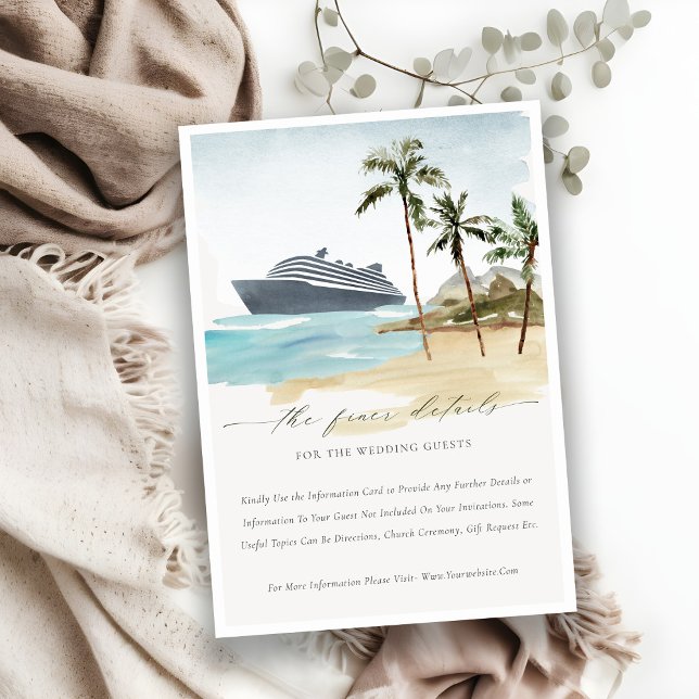 Tropical Seascape Beach Cruise Palm Wedding Detail Enclosure Card (Creator Uploaded)