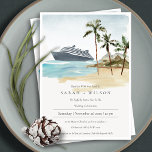 Tropical Seascape Beach Cruise Palm Wedding Invite<br><div class="desc">For any further customisation or any other matching items,  please feel free to contact me at yellowfebstudio@gmail.com</div>