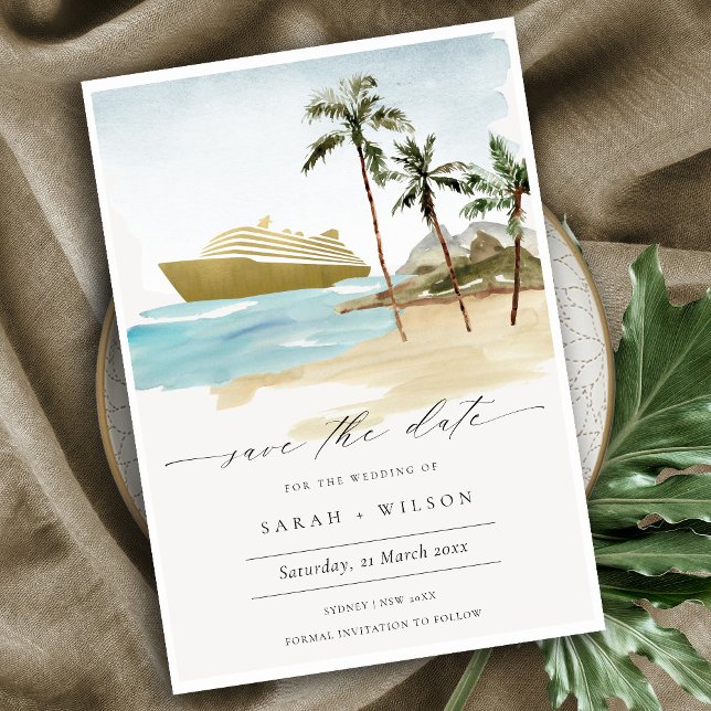 Tropical Seascape Palm Cruise Save the Date Invite (Creator Uploaded)