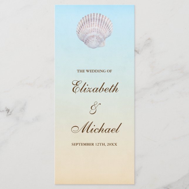 Tropical Seashell Beach Wedding Program Programme (Front)