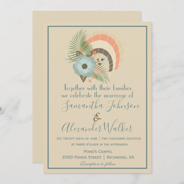 Tropical Seashell Classy Invitation (Front/Back)