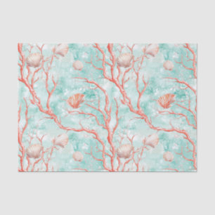 Tropical Seashell Coral Pattern Tissue Paper