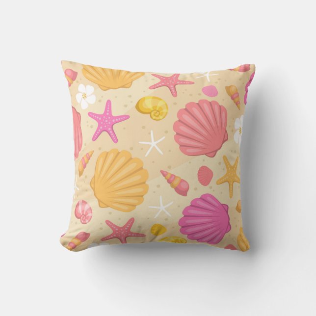 Tropical Seashell Throw Pillow (Front)