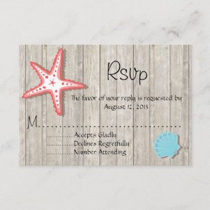 Tropical Seashell Wedding RSVP cards