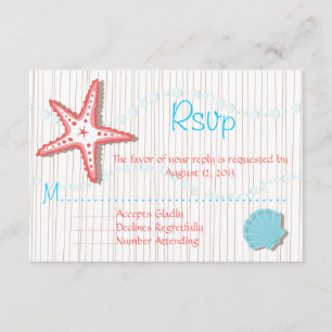 Tropical Seashell Wedding RSVP cards