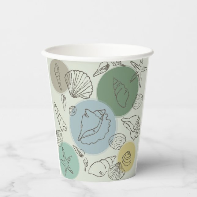 Tropical seashells on the beach  paper cups (Front)