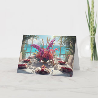 🌺 Tropical Seaside Thanksgiving – Elegant Card
