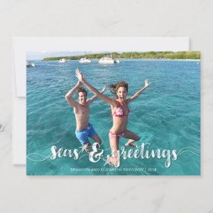 Tropical SEAsons Greetings Starfish One Photo Holiday Card