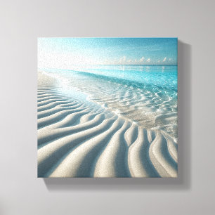 Tropical Serene Beach Landscape - Wavy Sand Ripple Canvas Print