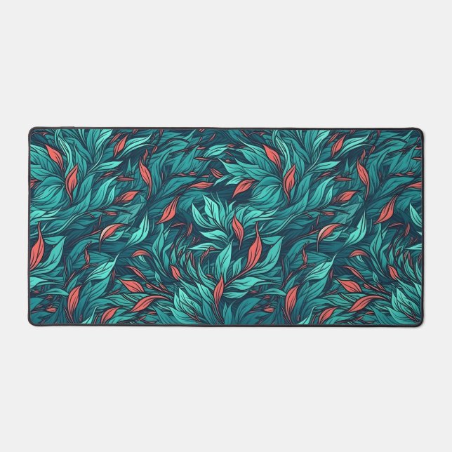 Tropical Serenity Leaf Pattern Desk Mat (Front)