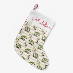 Tropical Shack And Palms Add Your Name Small Christmas Stocking