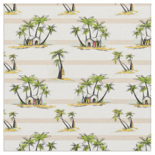 Tropical Shack And Palms Fabric