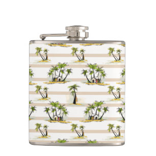 Tropical Shack And Palms Hip Flask