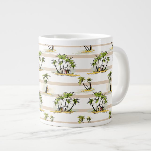 Tropical Shack And Palms Large Coffee Mug (Front Right)