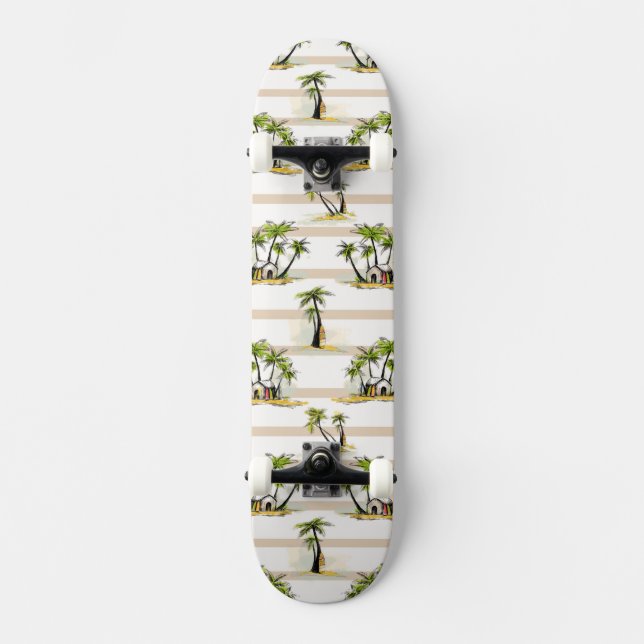 Tropical Shack And Palms Skateboard (Front)