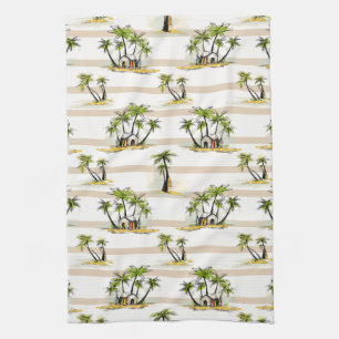 Tropical Shack And Palms Tea Towel