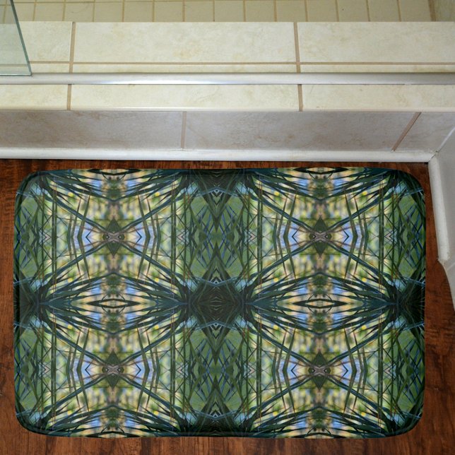 Tropical Shades Abstract Green Bath Mat (Creator Uploaded)