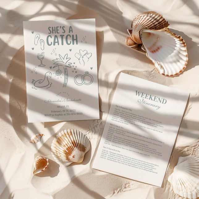 Tropical Shes a Catch Celebration Invitation (Creator Uploaded)