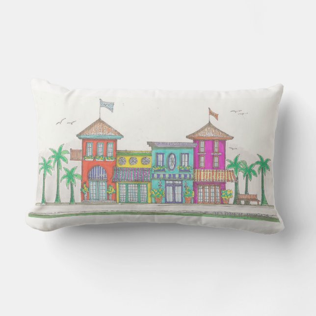Tropical Shops Outdoor Pillow (Front)