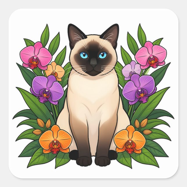 tropical siamese cat stickers (Front)