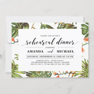 Tropical Simple Modern Wedding Rehearsal Dinner Invitation