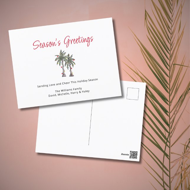 Tropical Simple Palm Trees Beach Christmas  Holiday Postcard (Creator Uploaded)