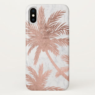 Tropical simple rose gold palm trees white marble. Case-Mate iPhone case
